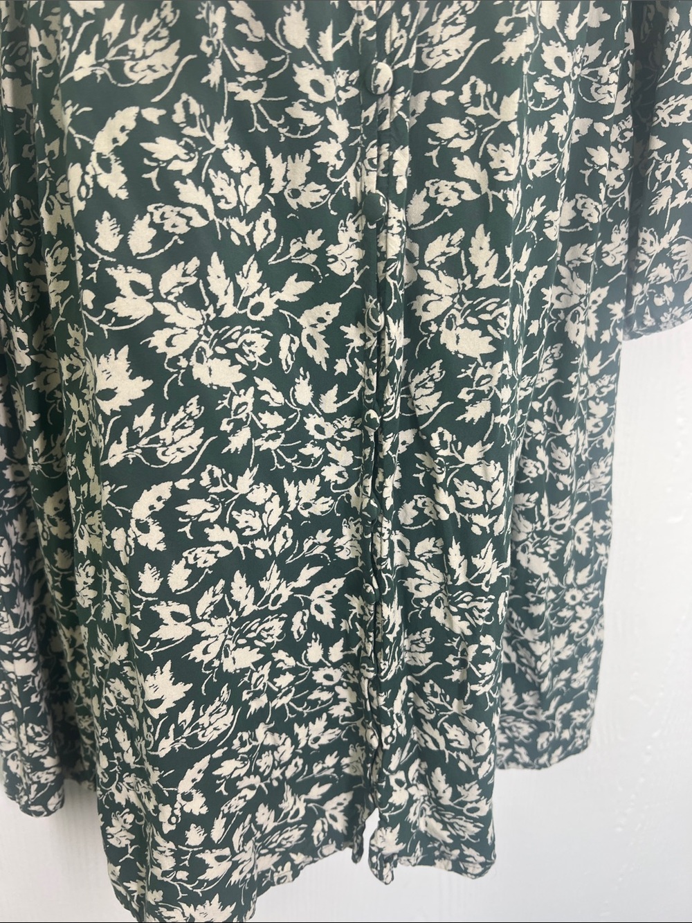 Madewell - V Neck Button Down Forest Leaves Long Sleeve Mini Dress Size Small - Picture 6 of 10